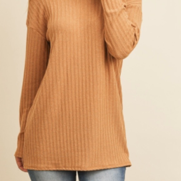 Cowl NECK POPCORN fabric lightweight knit  SWEATER- CAMEL color , NEW! - Picture 10 of 12